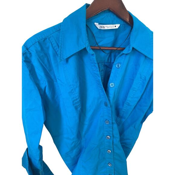 ZARA Blue Button-Down Mini Shirt Dress
Sz XL Long Sleeve Collar Blogger Favorite - Picture 5 of 10
